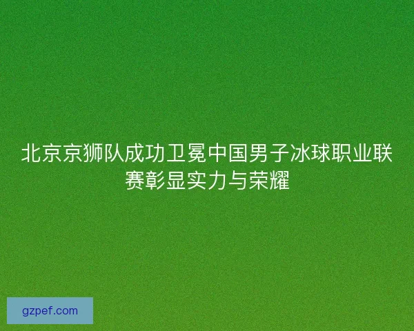 北京京狮队成功卫冕中国男子冰球职业联赛彰显实力与荣耀 北京京狮队成功卫冕中国男子冰球职业联赛彰显实力与荣耀