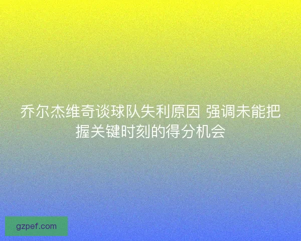 乔尔杰维奇谈球队失利原因 强调未能把握关键时刻的得分机会 乔尔杰维奇谈球队失利原因 强调未能把握关键时刻的得分机会